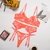 Bra And Panty Set Women Underwear Lace Lingerie 3pcs  Cup See Through - Heritage cosmetics and beauty care