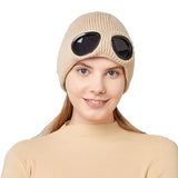 Warm Knitted Woolen Hats With Windproof Glasses Autumn And Winter For Men And Women Ear Protection Cap - Heritage cosmetics and beauty care