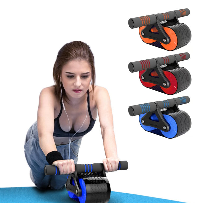 Double Wheel Abdominal Exerciser Women Men Automatic Rebound Ab Wheel Roller Waist Trainer Gym Sports Home Exercise Devices - Heritage cosmetics and beauty care