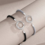 A Pair Of Geometric Sun And Moon Couple Bracelets In Sterling Silver - Heritage cosmetics and beauty care