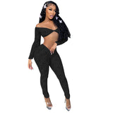 Lace Big U-neck Top Crop-top Tight-fitting Trousers Suit - Heritage cosmetics and beauty care