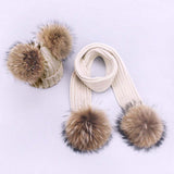 Children's Double Woolen Hats With Woolen Balls Scarf Set - Heritage cosmetics and beauty care