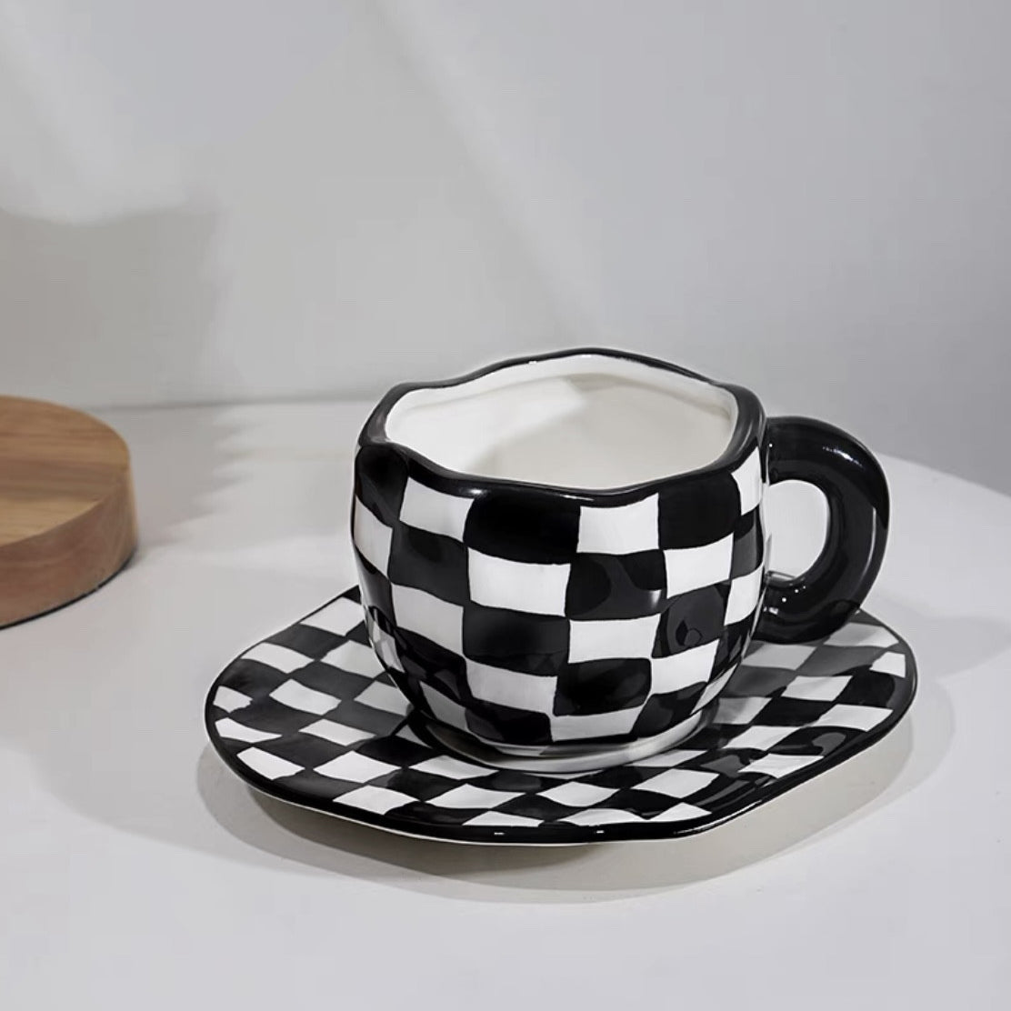 Ceramic Tulip Coffee Cup And Saucer Set