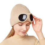 Warm Knitted Woolen Hats With Windproof Glasses Autumn And Winter For Men And Women Ear Protection Cap - Heritage cosmetics and beauty care