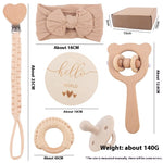 1 Set Nipple Clip Chain Cotton Teething Saliva Towel Fork Rabbit Ears Wooden - Heritage cosmetics and beauty care