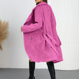 Solid Color Woolen Coat Warm Thickened