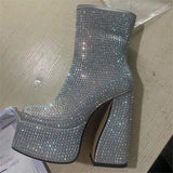 Starry Rhinestone Short Fashion Ankle Boots Women - Heritage cosmetics and beauty care