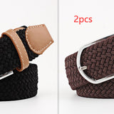 Women's Canvas Belt Student Pants Casual Stretch Braided Needle Buckle