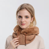 Winter Thick Plush Hat With Scarf Windproof Warm Knit Hats Hooded For Women - Heritage cosmetics and beauty care