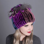 Woven Women's Fur Hats Warm And Thick Warmth Ladies Colorful Knitted Hats - Heritage cosmetics and beauty care