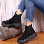 Women Ankle Boots Solid Color Chunky Boots Autumn Winter Platform Shoes - Heritage cosmetics and beauty care