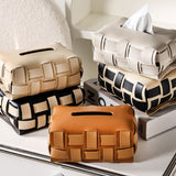 Woven Leather Tissue Box Living Room High-end Entry LUX Paper Extraction Box Household Paper Towels Storage Box High-grade - Heritage cosmetics and beauty care