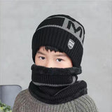 Children's Hats For Autumn And Winter New Boys' Hats And Bibs Set Korean Letters Knitted Hedging Warm Woolen Caps - Heritage cosmetics and beauty care