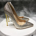 12cm  Color Matching Woven High Heels - Heritage cosmetics and beauty care