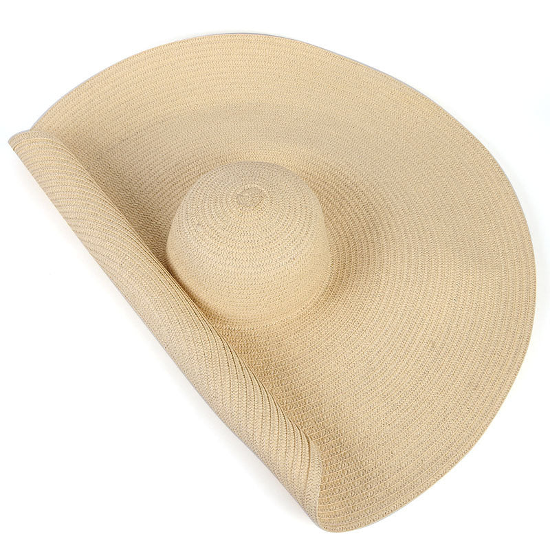 25CM Wide Brim Oversized Beach Hats For Women Large Straw Hat UV Protection - Heritage cosmetics and beauty care