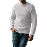 Retro Men's Solid Color Casual Round Neck Pullover Sweater