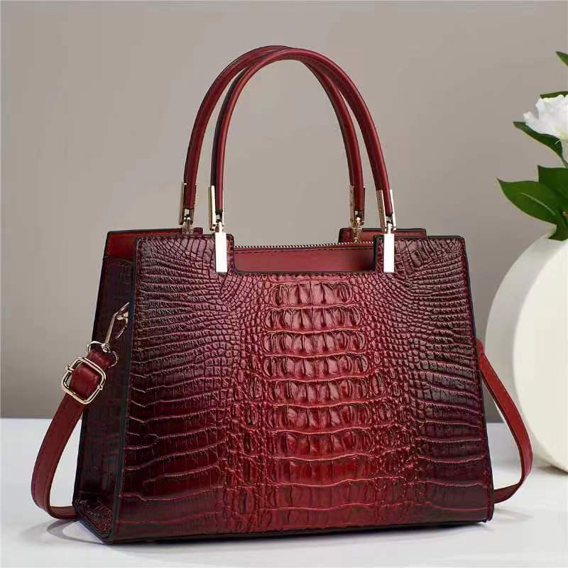 Women's Fashion Casual Crocodile Pattern Large Capacity Handbag Heritage cosmetics and beauty care