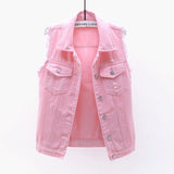 Multi-Color Selection Denim Vest Women's Slim Sleeveless Jacket - Heritage cosmetics and beauty care