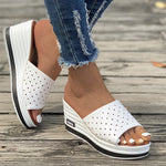 Fish Mouth Wedges Sandals Summer Fashion Hollow Design High Heels Slides Slippers Casual Beach Shoes For Women - Heritage cosmetics and beauty care