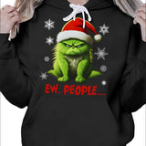 Funny Christmas Cat Ew People Meowy Cat Lovers Men Women Kid Woman'S Cozy Classic Print Pullover Hoodie, Casual Long Sleeve Multicolor Hoodie Fall And Winter Essential