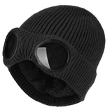 Warm Knitted Woolen Hats With Windproof Glasses Autumn And Winter For Men And Women Ear Protection Cap - Heritage cosmetics and beauty care