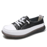 Women's Fashionable Casual Soft Bottom Leather Low-cut Sneakers - Heritage cosmetics and beauty care