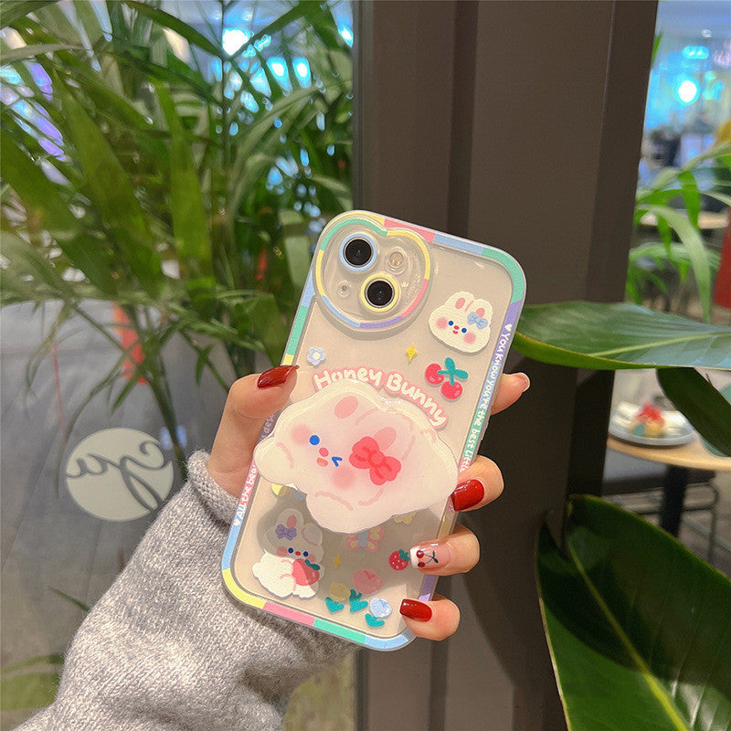 Cartoon Bunny Bracket Mobile Phone Case Transparent And Cute Heritage cosmetics and beauty care