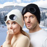 Warm Knitted Woolen Hats With Windproof Glasses Autumn And Winter For Men And Women Ear Protection Cap - Heritage cosmetics and beauty care