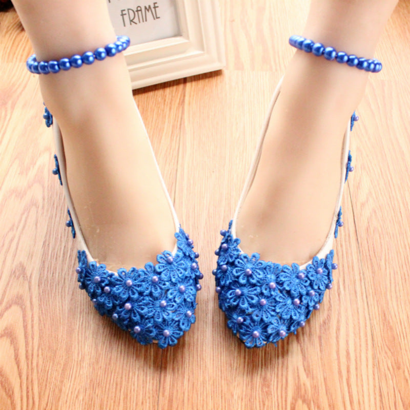 Women's Blue Pearl Anklet High Heels - Heritage cosmetics and beauty care