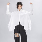 Spring Women's  Design Sense Irregular Loose Long Sleeve Shirts Heritage cosmetics and beauty care