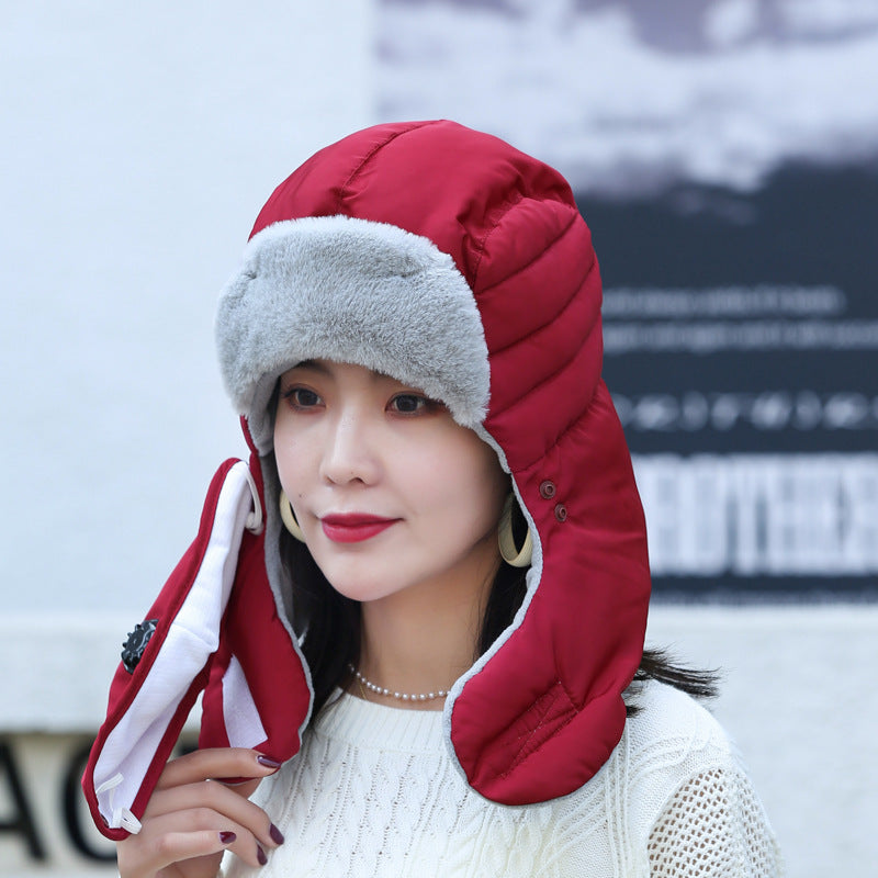 Women's Hat Cold-proof Hat Cycling Ear Protection Thickened Cold-proof Warm Cotton Cap - Heritage cosmetics and beauty care