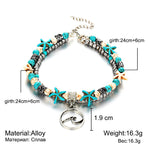 Simplicity Anklets Green Blue Color Star Fish Anklet Women Beach Foot Jewelry Leg Chain Ankle Bracelets Foot Accessory - Heritage cosmetics and beauty care