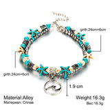 Simplicity Anklets Green Blue Color Star Fish Anklet Women Beach Foot Jewelry Leg Chain Ankle Bracelets Foot Accessory - Heritage cosmetics and beauty care