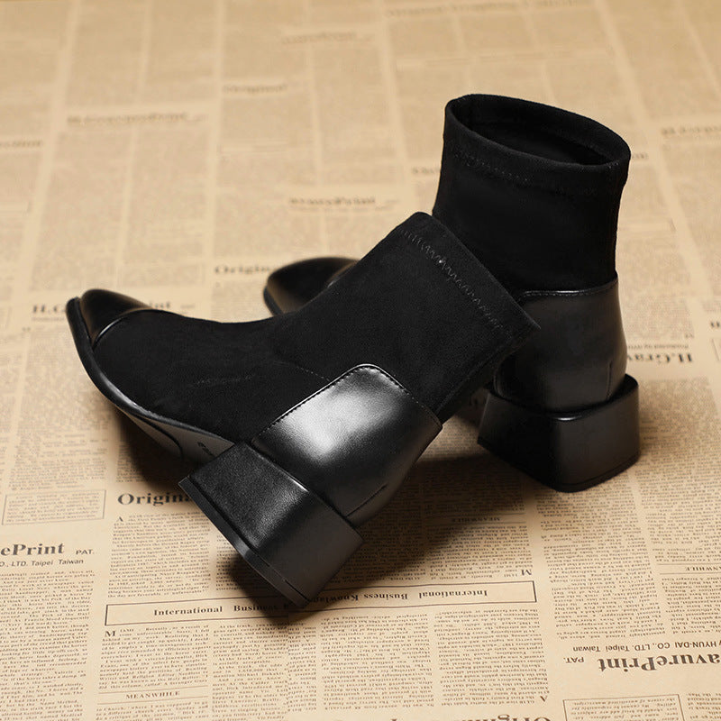 Women"s Short Boots Autumn And Winter New Versatile Thick Heel Shoes - Heritage cosmetics and beauty care