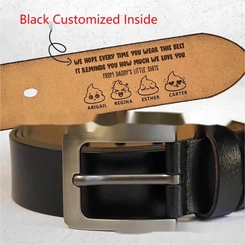 Father's Day Gift European Vintage Men's Pin Buckle Belt Card Stitch Double-sided Engraved Pants Pocket