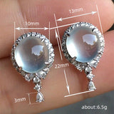 Egg Surface Elegant White Moonlight Simulation Ear Studs - Heritage cosmetics and beauty care