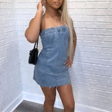 Fashion Backless Tube Denim Dress Summer Sexy Y2K Slim Short Dresses For Women Clothing Heritage cosmetics and beauty care