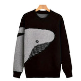 Autumn Winter Japanese Cartoon Whale Round Neck Men's Fashion Brand Couple Casual Loose All-matching Pullover Sweater