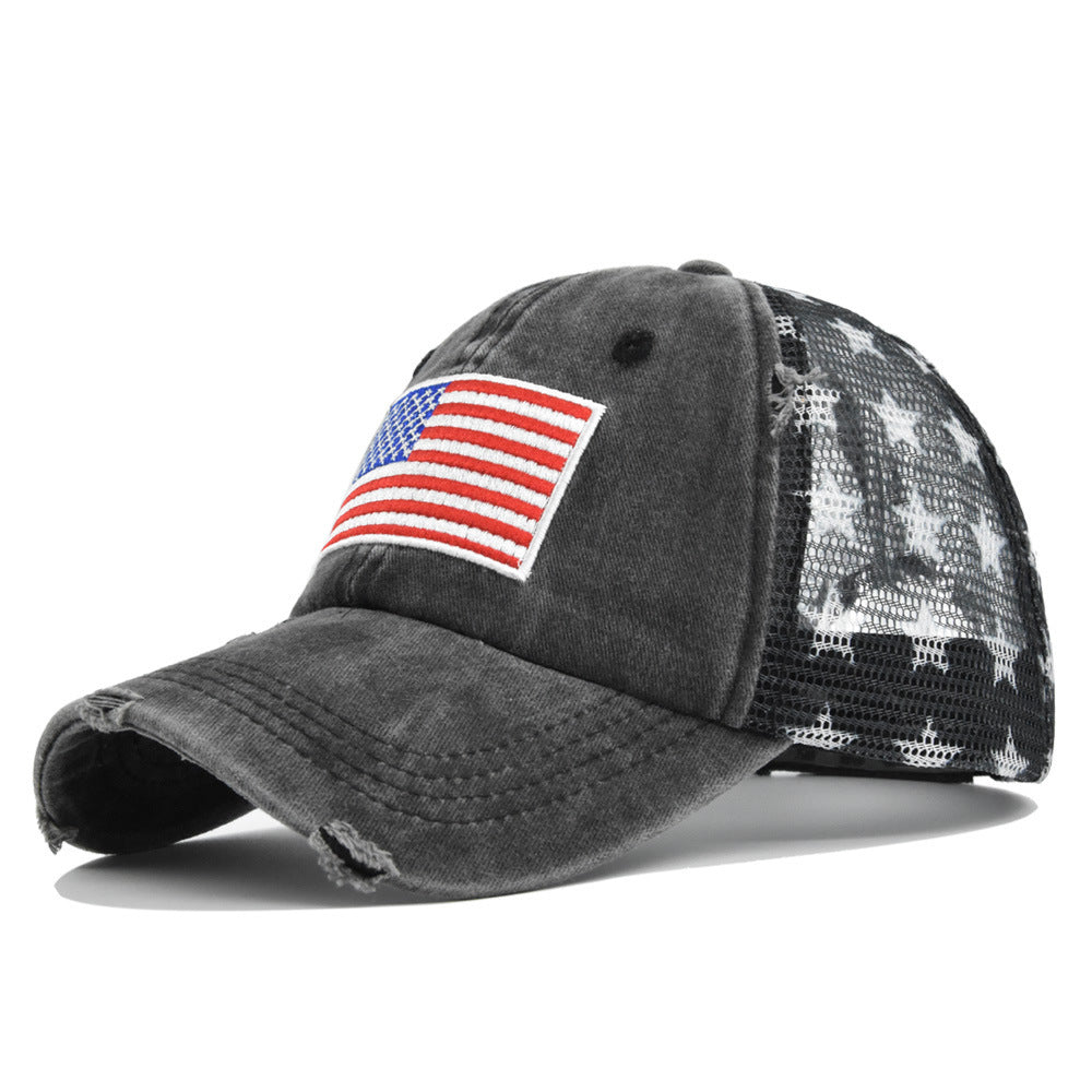 American Flag Embroidered Mesh Cap Embroidered Baseball Hat - Heritage cosmetics and beauty care