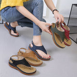 Casual Sandals Women's Wedge Heel Solid Color Flip Flop Sandals - Heritage cosmetics and beauty care