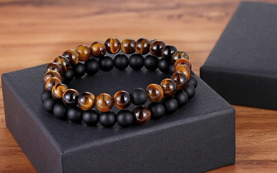 A Set Of Couple Bracelets Natural Stone Yoga Beaded Bracelets - Heritage cosmetics and beauty care