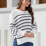 Ladies' Fashionable Long Sleeved Round Neck Knitted Sweater - Heritage cosmetics and beauty care