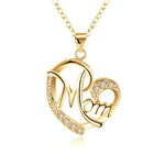 Rhinestone Letter Mom Heart Pendant Necklaces For Mother - Heritage cosmetics and beauty care