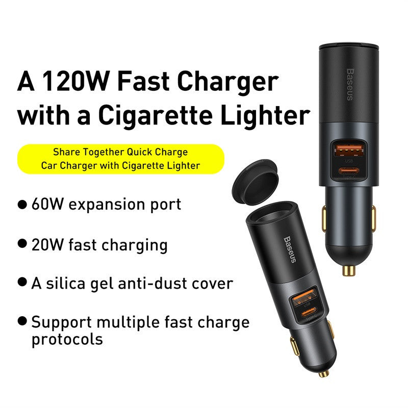 120W Car Charger Usb Interface Car Power Supply One For Three Fast Charging Heritage cosmetics and beauty care