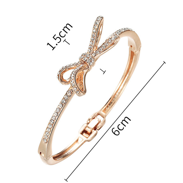 Women's Bracelets, Diamonds, Bows, Rose Gold Alloy Bracelets - Heritage cosmetics and beauty care