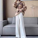 Sunken Stripe Knitted Wide Leg Women's Straight-leg Pants - Heritage cosmetics and beauty care