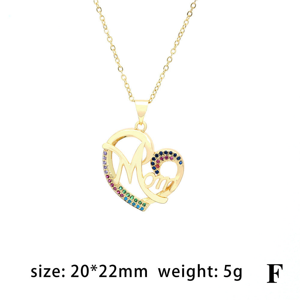 MAMA Mother's Day Necklace Gift Fashion Love Micro Rhinestone - Heritage cosmetics and beauty care