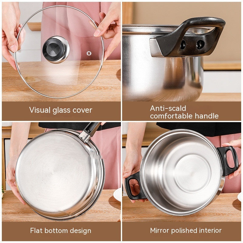 Stainless Steel Pot Set Pot Milk Pot Soup Pot Frying Pan With Kettle - Heritage cosmetics and beauty care