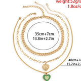 European And American Cross-border Jewelry Retro Heart-shaped Oil Dripping Multilayer Necklace Women - Heritage cosmetics and beauty care