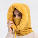 Winter Thick Plush Hat With Scarf Windproof Warm Knit Hats Hooded For Women - Heritage cosmetics and beauty care